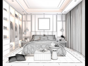 modern bedroom interior scene 3 3D Модель