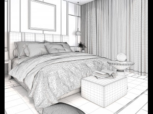 modern bedroom interior scene 3 3D Модель