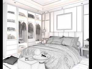 modern bedroom interior scene 3 3D Модель