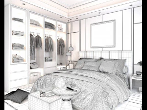 modern bedroom interior scene 3 3D Model