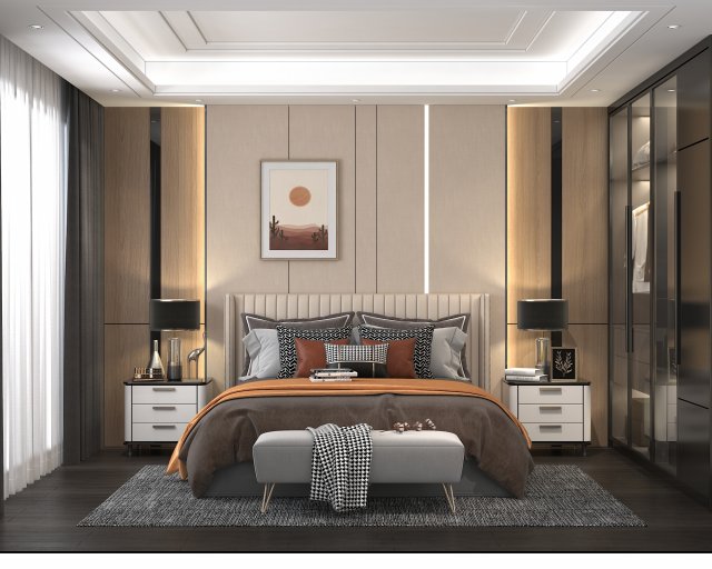 modern bedroom interior scene 4 Modelo 3D .c4d .max .obj .3ds .fbx .stl .blend 