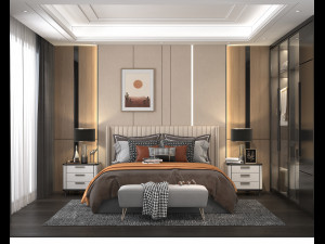 modern bedroom interior scene 4 3D मॉडल