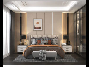 nowoczesna scena wnętrza sypialni 4 Model 3D