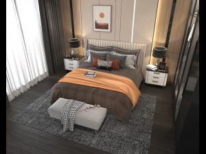 modern bedroom interior scene 4 Modelo 3D