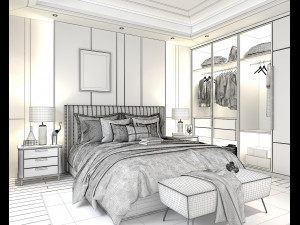modern bedroom interior scene 4 Modelo 3D