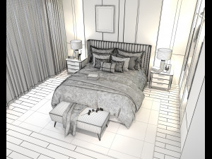 modern bedroom interior scene 4 Modelo 3D