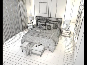 modern bedroom interior scene 4 3D Model