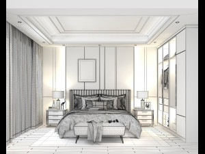 modern bedroom interior scene 4 Modelo 3D