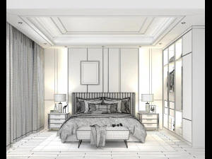 modern bedroom interior scene 4 3D Model