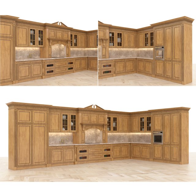 european style kitchen 7 Modèle 3D .c4d .max .obj .3ds .fbx .stl .blend 