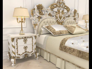 european style bed 18 3D Model