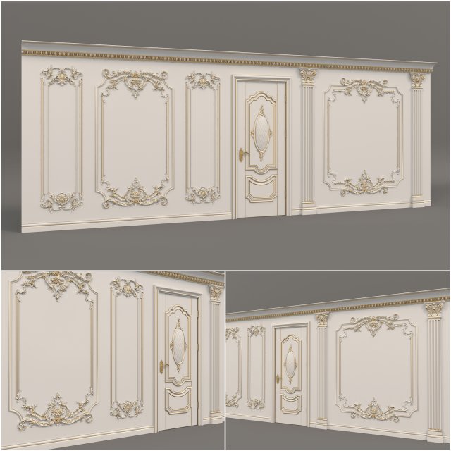 european style interior wall decoration 4 Modelo 3D .c4d .max .obj .3ds .fbx .stl .blend 