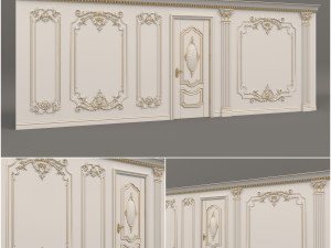european style interior wall decoration 4 3D मॉडल