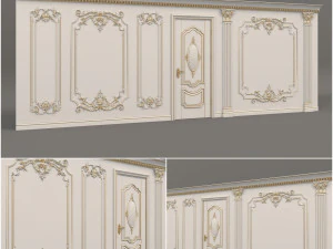 Innenwanddekoration im europ&auml;ischen Stil 4 3D Modell