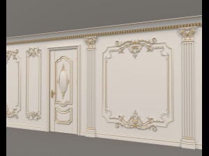 european style interior wall decoration 4 Modelo 3D