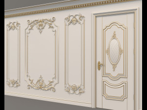 european style interior wall decoration 4 Modelo 3D