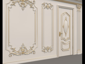 european style interior wall decoration 4 Modelo 3D