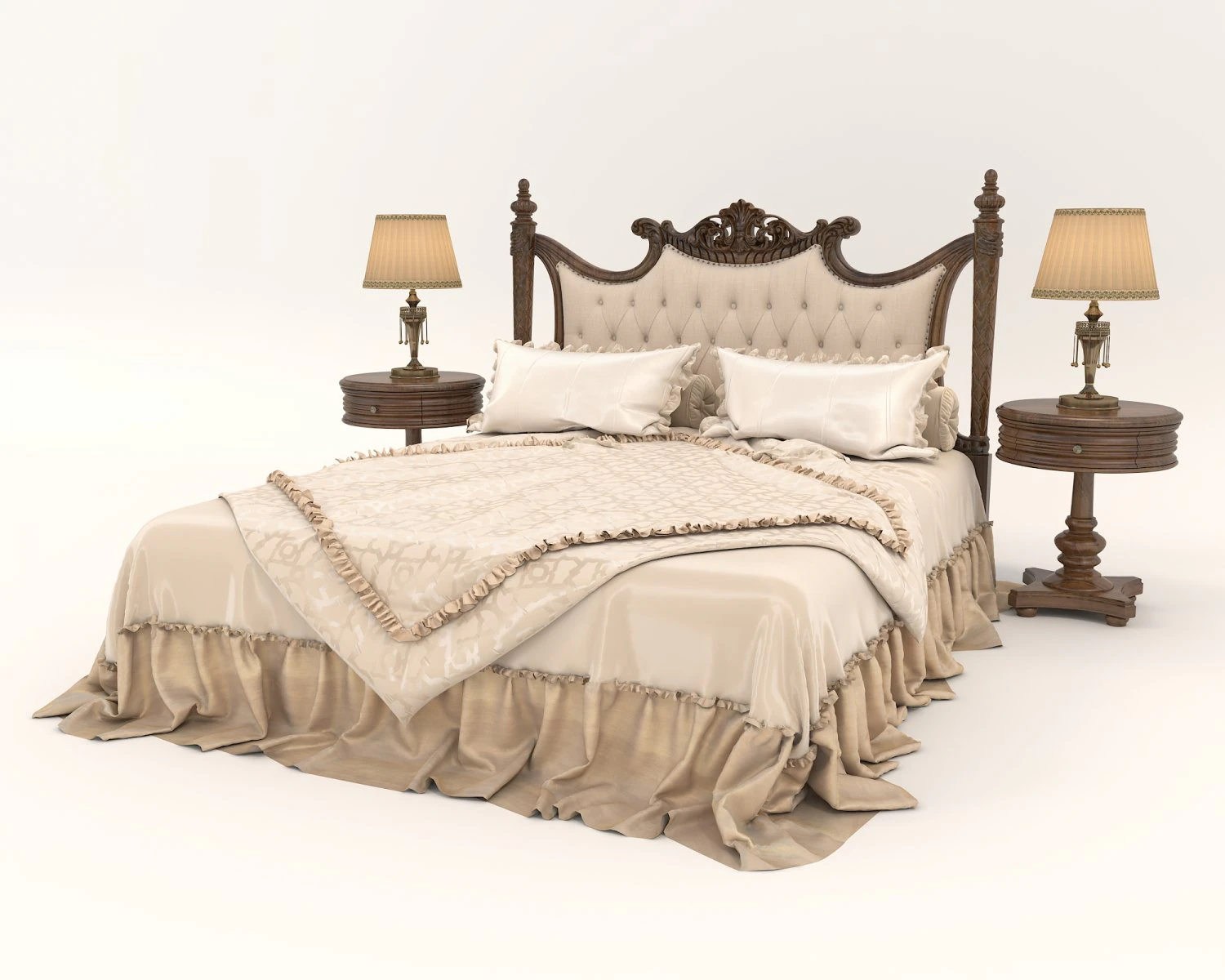 european style bed 19 3D Model .c4d .max .obj .3ds .fbx .stl .blend 