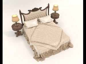 european style bed 19 3D Model