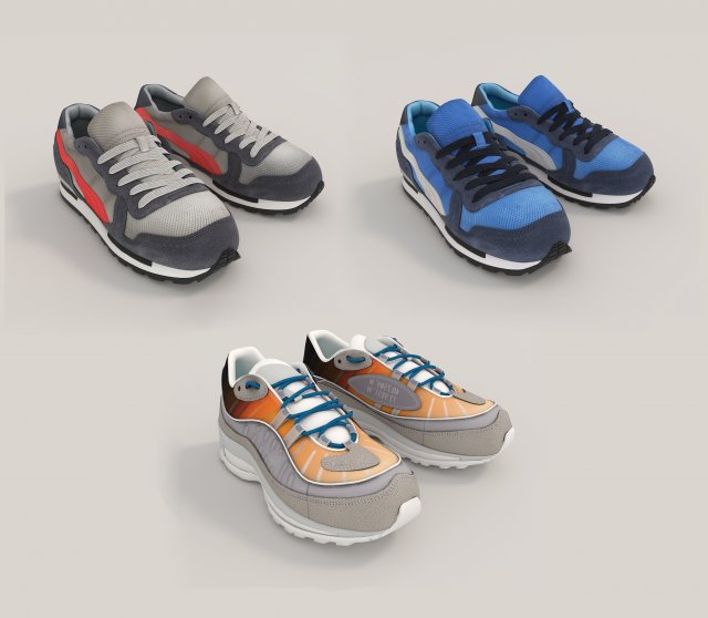 sport shoes 3 3D Model .c4d .max .obj .3ds .fbx .stl .blend 