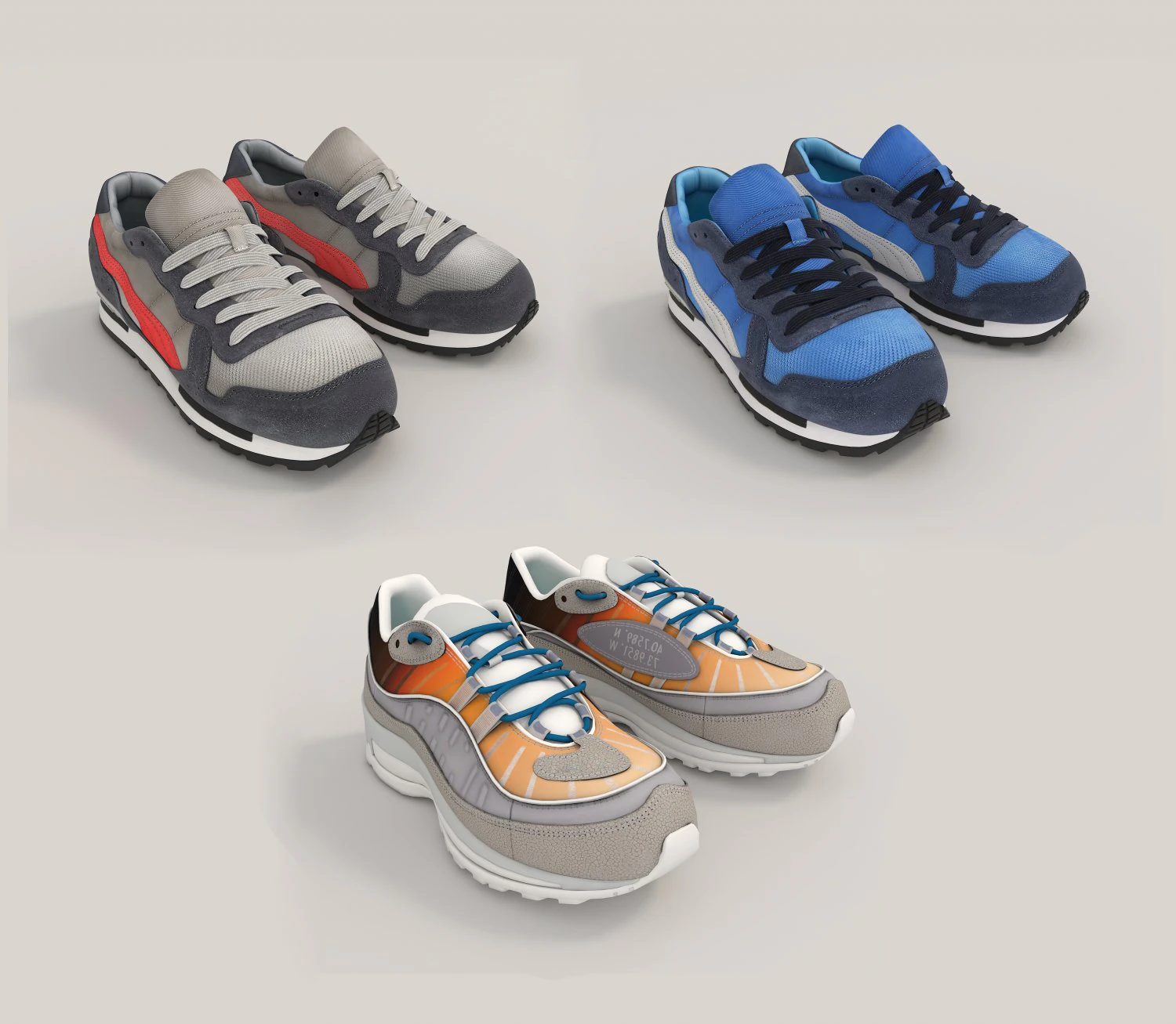 sport shoes 3 3D Model .c4d .max .obj .3ds .fbx .stl .blend 