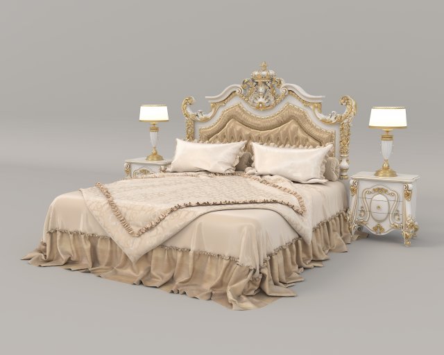 european style bed 20 Modelo 3D .c4d .max .obj .3ds .fbx .stl .blend 