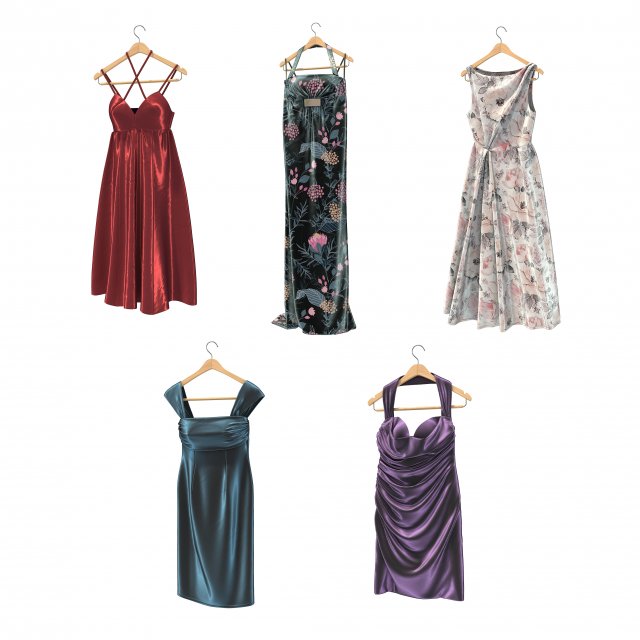 dress on hanger 4 3D 模型 .c4d .max .obj .3ds .fbx .stl .blend 