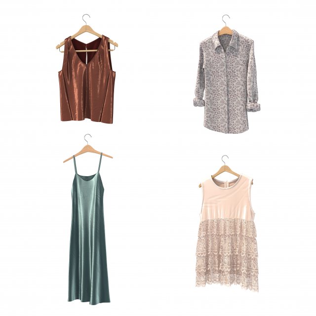 clothing on hanger 3 3D 모델 .c4d .max .obj .3ds .fbx .stl .blend 
