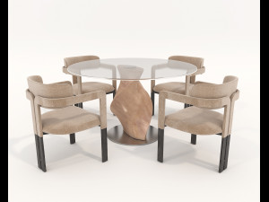 contemporary design table and chair set 16 3D Model