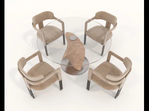 contemporary design table and chair set 16 3D Model