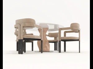 contemporary design table and chair set 16 3D Model