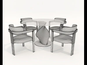 contemporary design table and chair set 16 3D Model