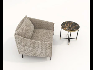 relaxing chair and coffee table 7 3D Model