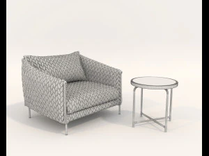 relaxing chair and coffee table 7 3D Model
