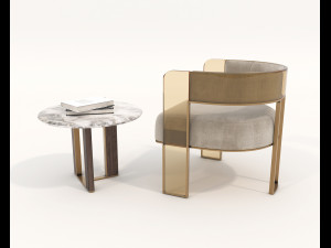 contemporary chair and coffee table 6 3D Modell