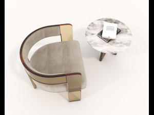 contemporary chair and coffee table 6 3D Modell