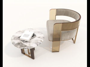 contemporary chair and coffee table 6 3D Modell