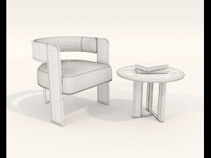 contemporary chair and coffee table 6 3D Modell