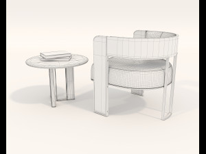contemporary chair and coffee table 6 3D Modell