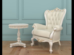 classic armchair and table set 6 3Dモデル