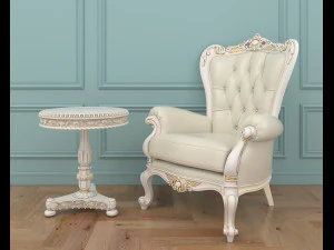 set poltrona classica e tavolo 6 Modello 3D