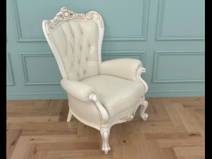 classic armchair and table set 6 3D Model