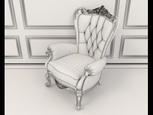 classic armchair and table set 6 3D Modell