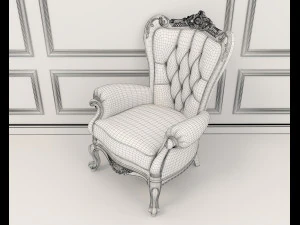 classic armchair and table set 6 3D Model