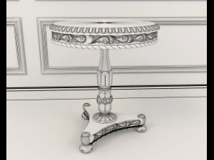 classic armchair and table set 6 3D Model