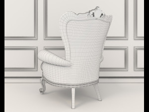 classic armchair and table set 6 3D Modell