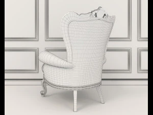 classic armchair and table set 6 3D Model