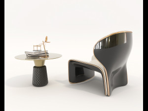contemporary chair and coffee table 7 3D 模型