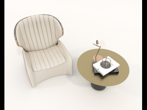 contemporary chair and coffee table 7 3D 模型