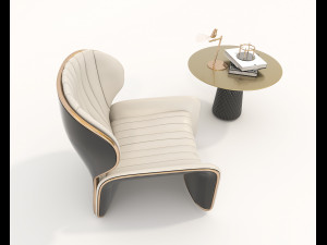 contemporary chair and coffee table 7 3D 模型